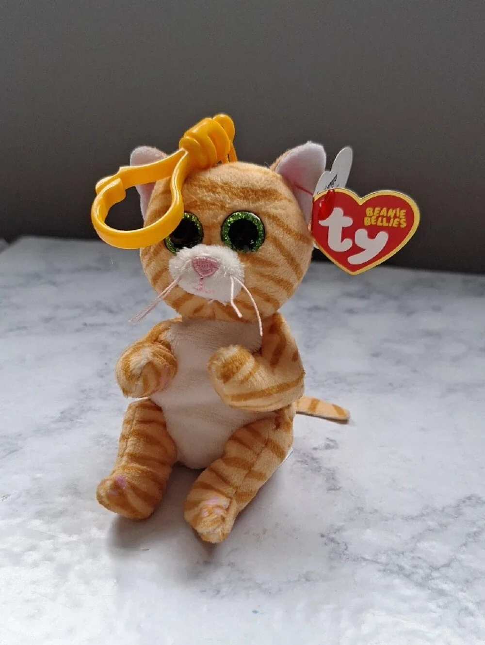 Ty Orange Tabby Cat Beanie Bellies with Green Eyes